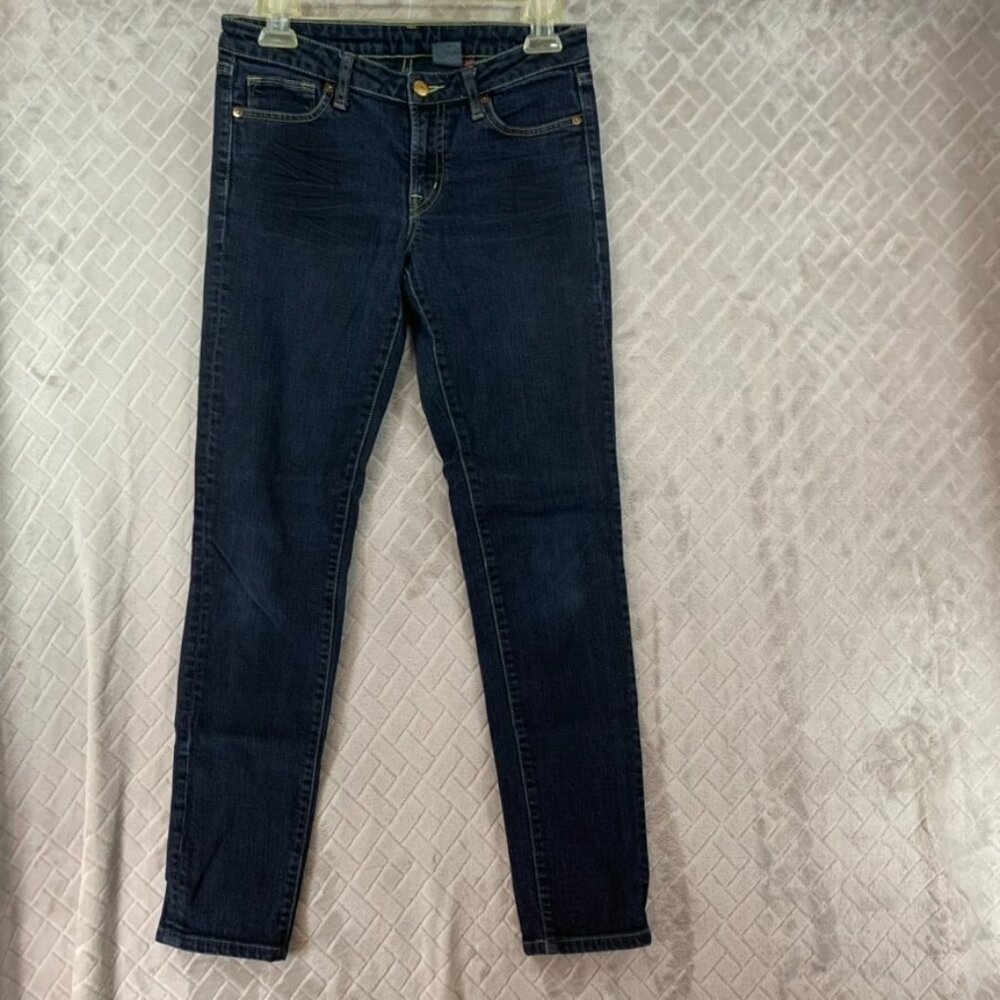 Uniqlo Womans 2 Denim Jeans Blue Classic Skinny Dark Wash Low Rise Stretch